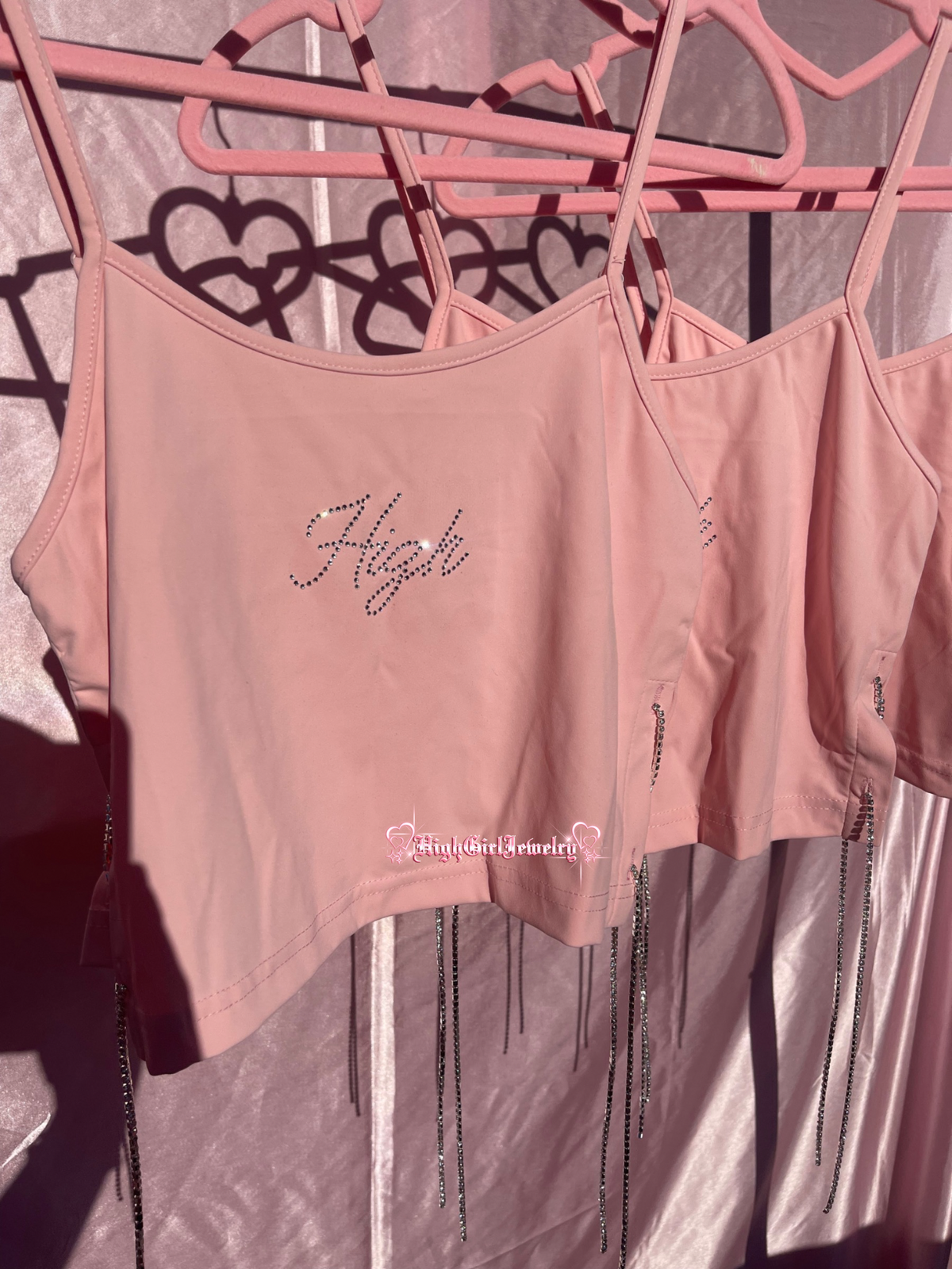 "High" Rhinestone Crop Top♡