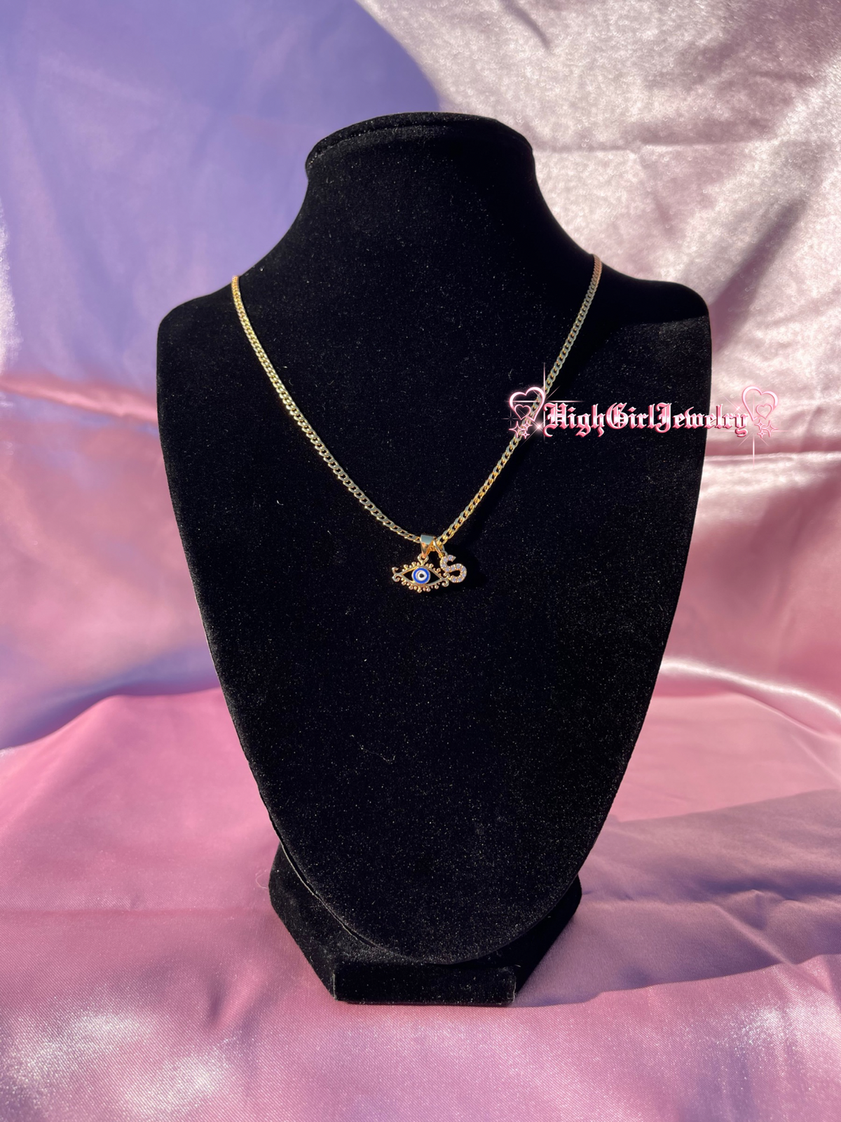 Blue Evil Eye With Initial Necklace ♡preorder♡