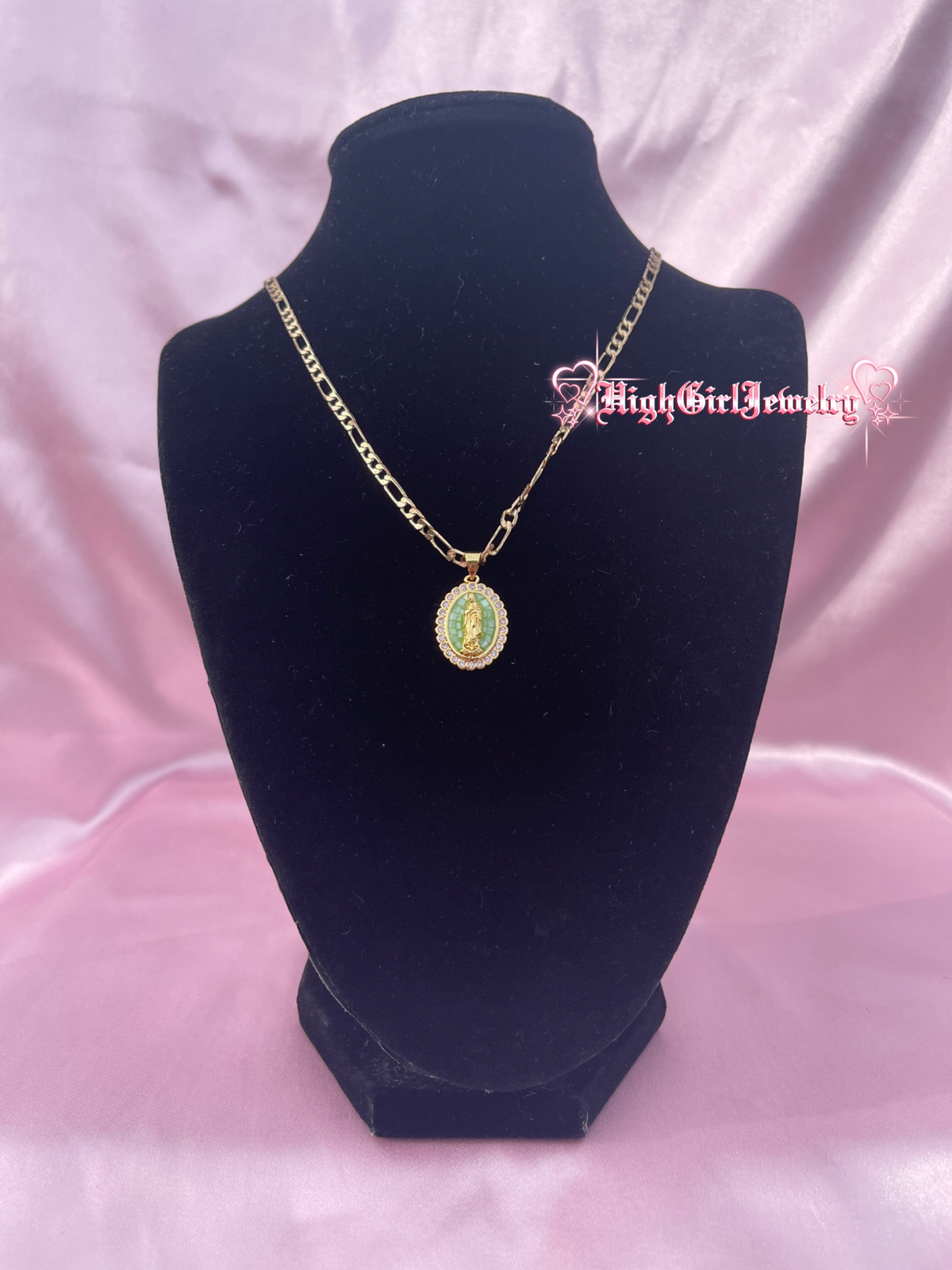 Matcha Green Virgin Mary Necklace♡