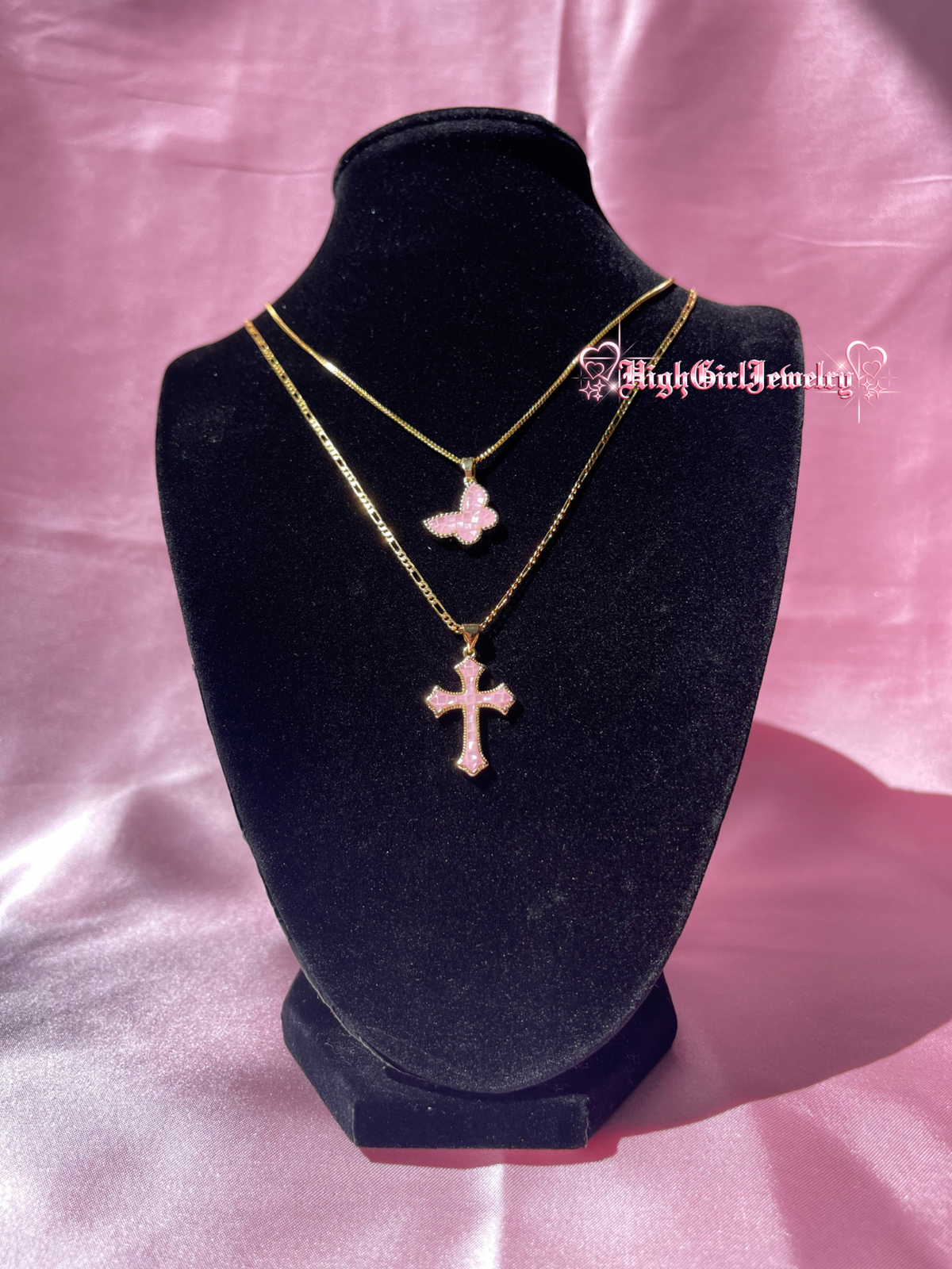 Rosy Pink Blessed Butterfly Necklace Set♡