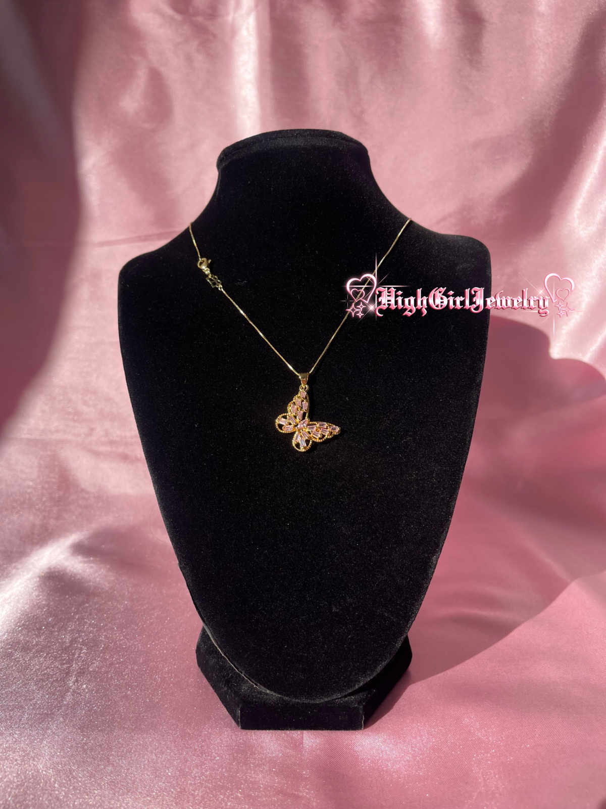 Pink Butterfly Necklace♡