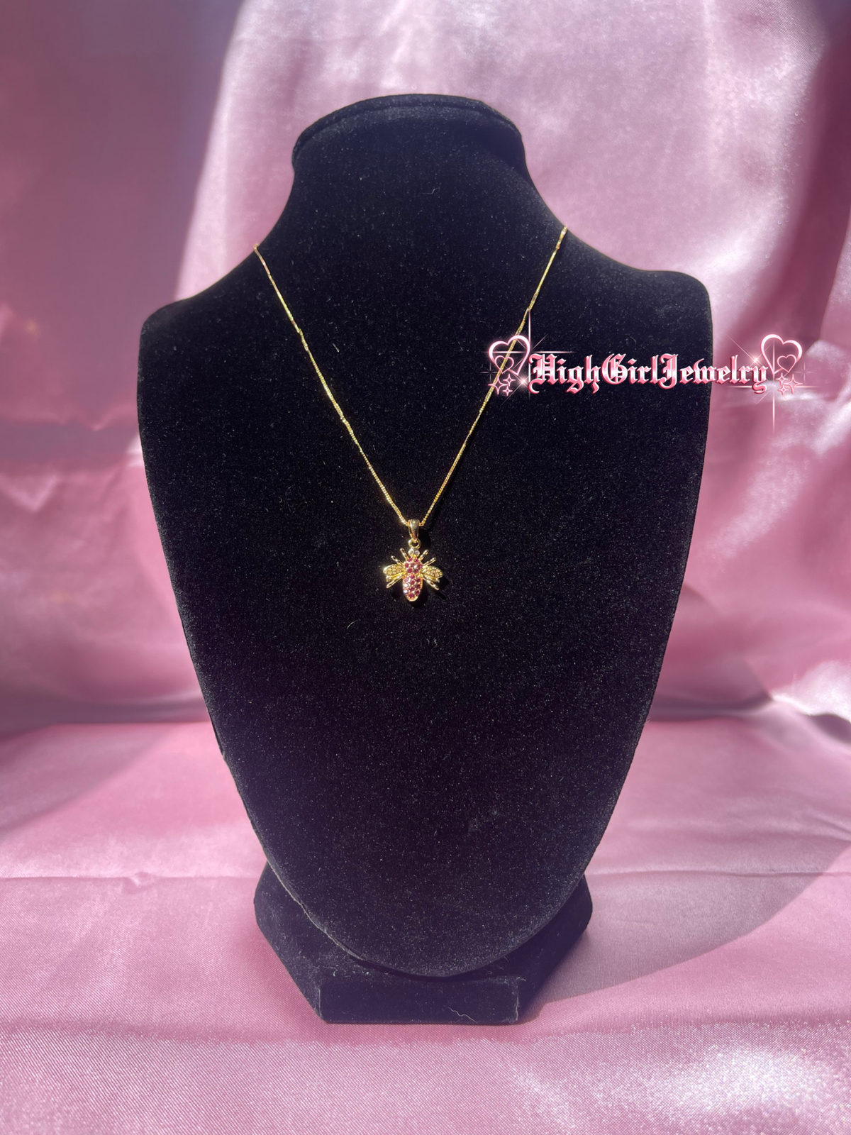 Red Ruby Bee Necklace♡