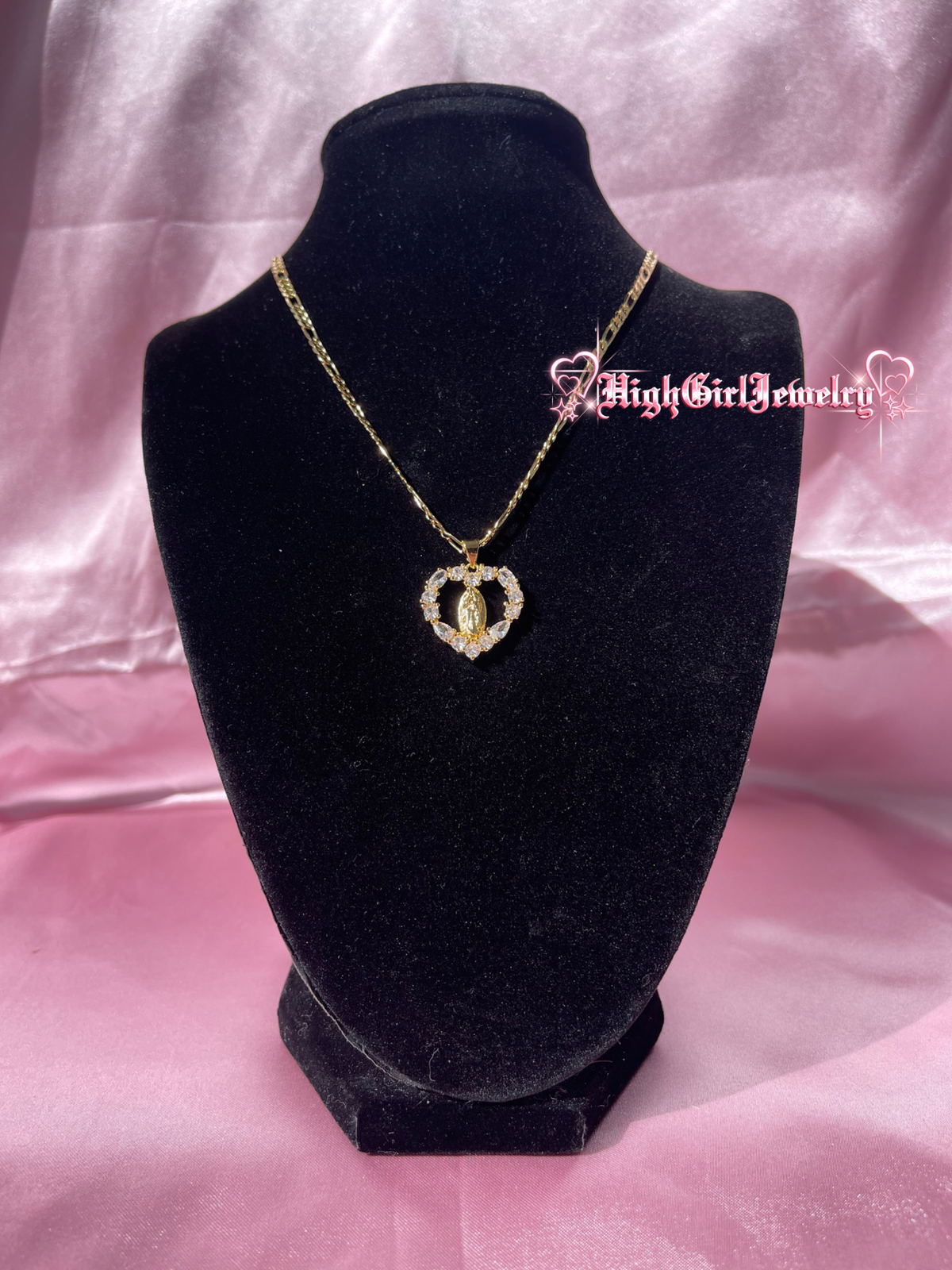 Icy Virgin Mary Heart Necklace♡