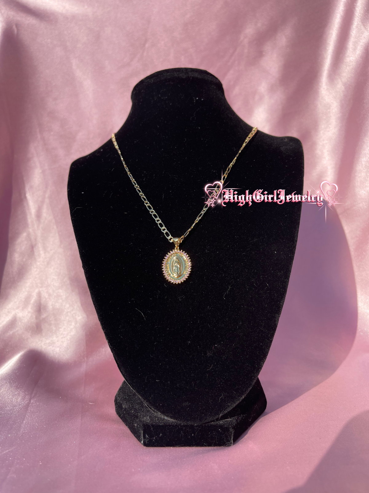 Pink Virgin Mary Necklace♡