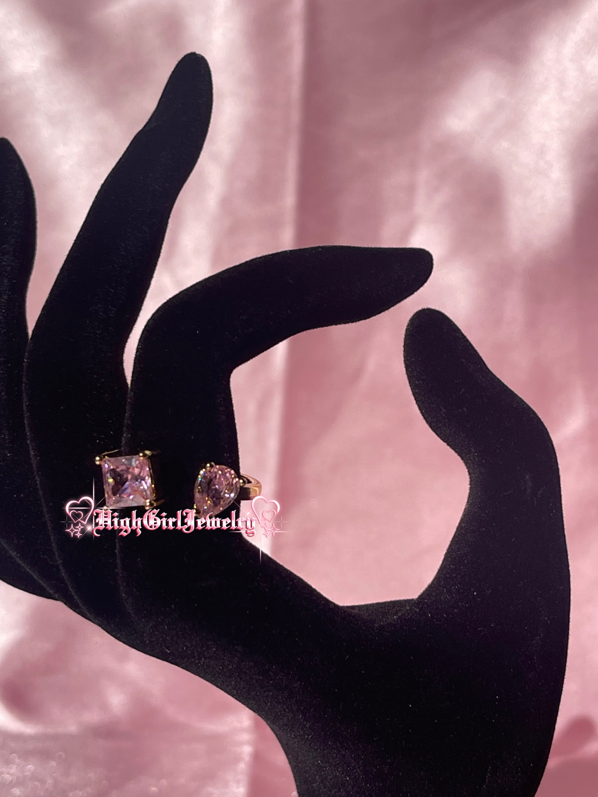 Pink Unique Square And Oval Ring ♡preorder♡