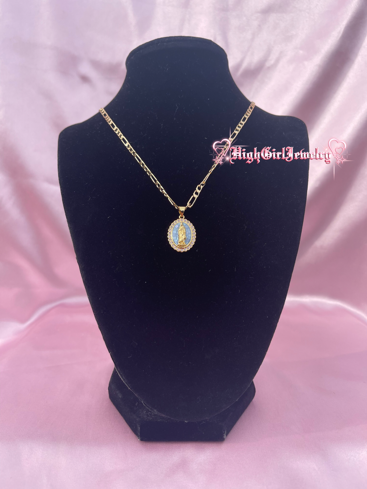 Ocean Blue Virgin Mary Necklace♡