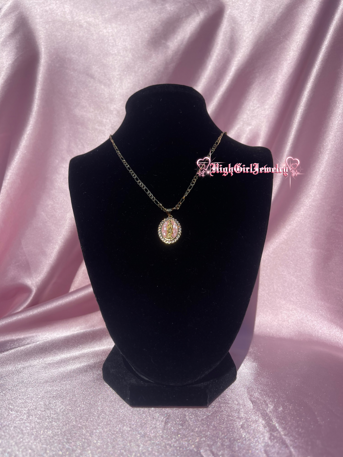Rosy Pink Virgin Mary Necklace♡