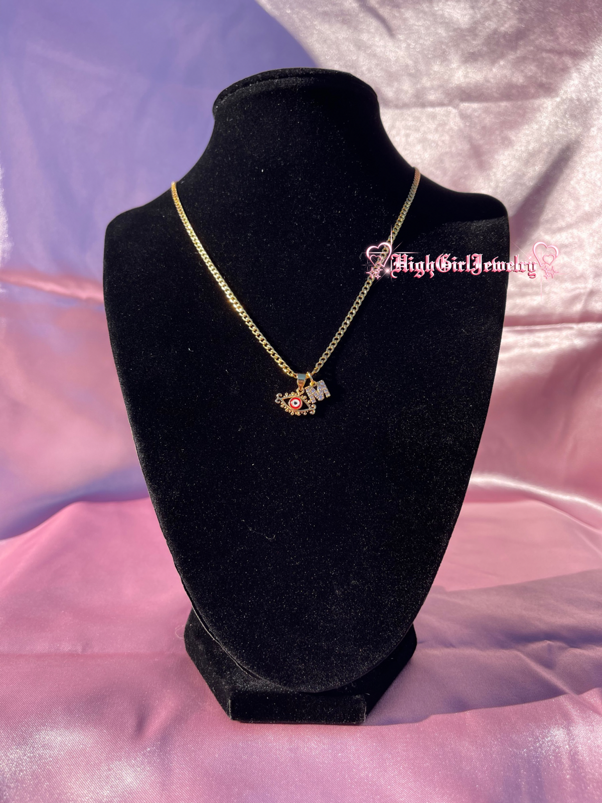 Red Evil Eye With Initial Necklace ♡preorder♡