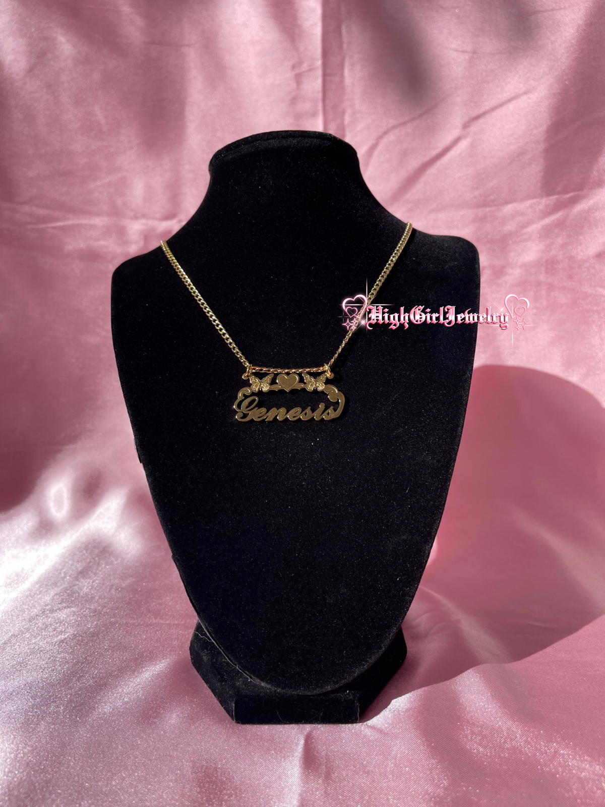 Custom Name With Butterflies And Heart Necklace ♡preorder♡